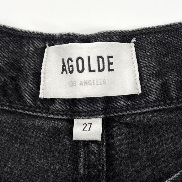 AGOLDE Dee Frayed Hem High Rise Denim Shorts Women’s Size 27 Exhibit Black - Picture 3 of 5